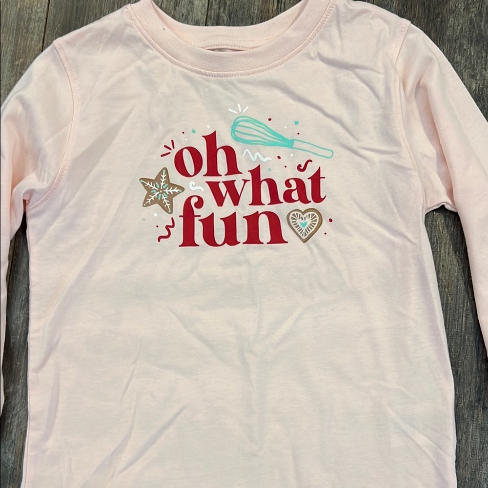 Carter's Pink Long Sleeve Tee - Festive Text Design - Picture 2 of 5
